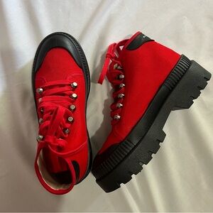 Kurt Geiger London LUCAS CANVAS ANKLE BOOT• size 37• red• new & never worn.